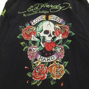 エドハーディー Ed Hardy LOVE DIE HARD&ROSES スカル パーカー