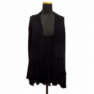 ダナキャランコレクション DONNA KARAN COLLECTION セットアップ カーディガン キャミソール ノースリーブ カットソー リブニット セーター タンクトップ S M 黒 ブラック レディース♪8