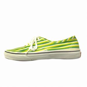 美品 12AW ケンゾー × バンズ KENZO × VANS オーセンティック スニーカー シューズ 靴 キャンバス ストライプ ローカット コラボ US8.5 26.5cm グリーン イエロー ホワイト メンズ