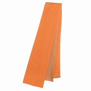 美品 エルメス HERMES リバーシブル シルク ニットタイ ネクタイ スーツ ビジネス パーティ フォーマル オレンジ メンズ ◆12 