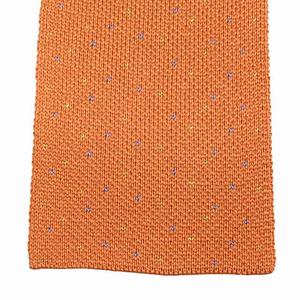 美品 エルメス HERMES リバーシブル シルク ニットタイ ネクタイ スーツ ビジネス パーティ フォーマル オレンジ メンズ ◆12 