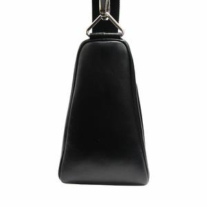 良品 プラダ PRADA トライアングル レザー ショルダーバッグ ミニポーチ付 クロスボディ ロゴ 三角ロゴプレート 1BH190 黒 ブラック シルバー レディース メンズ 
