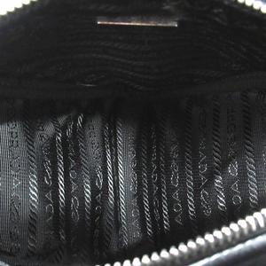 良品 プラダ PRADA トライアングル レザー ショルダーバッグ ミニポーチ付 クロスボディ ロゴ 三角ロゴプレート 1BH190 黒 ブラック シルバー レディース メンズ 