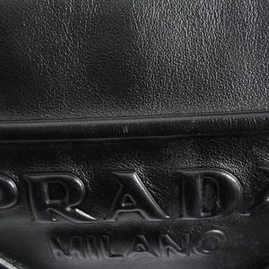 良品 プラダ PRADA トライアングル レザー ショルダーバッグ ミニポーチ付 クロスボディ ロゴ 三角ロゴプレート 1BH190 黒 ブラック シルバー レディース メンズ 