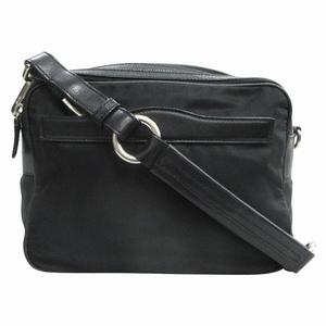 美品 プラダ PRADA ナイロン レザー ショルダー セミショルダー ハンド バッグ 鞄 トライアングルロゴ 三角ロゴプレート BR2158 黒 ブラック メンズ レディース ユニセックス 
