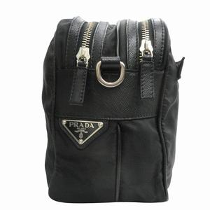 美品 プラダ PRADA ナイロン レザー ショルダー セミショルダー ハンド バッグ 鞄 トライアングルロゴ 三角ロゴプレート BR2158 黒 ブラック メンズ レディース ユニセックス 