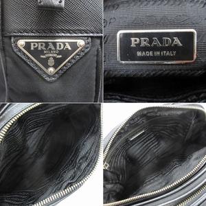 美品 プラダ PRADA ナイロン レザー ショルダー セミショルダー ハンド バッグ 鞄 トライアングルロゴ 三角ロゴプレート BR2158 黒 ブラック メンズ レディース ユニセックス 