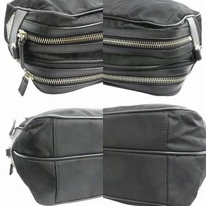 美品 プラダ PRADA ナイロン レザー ショルダー セミショルダー ハンド バッグ 鞄 トライアングルロゴ 三角ロゴプレート BR2158 黒 ブラック メンズ レディース ユニセックス 
