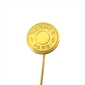 エルメス HERMES セリエ フェイクパール ピンブローチ ハットピン アクセサリー ゴールドカラー レディース◆７ 