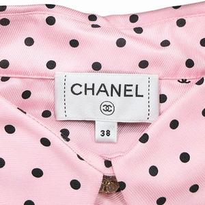 極美品 24SS シャネル CHANEL シルク ツイル ココマーク ロゴ ドット  