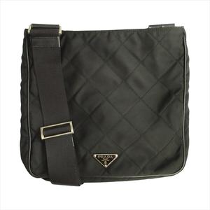 プラダ PRADA トライアングルロゴ キルティング ショルダー バッグ 鞄 ナイロン レザー 三角プレート BT0424 黒 ブラック メンズ レディース★８ 