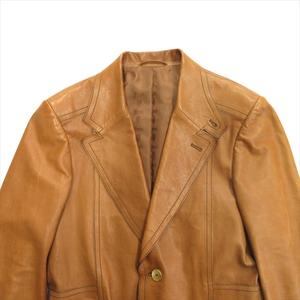グッチ GUCCI by TOM FORD トムフォード期 レザー テーラード ジャケット ブレザー 牛革 カウ オールド アーカイブ 50 茶 ブラウン メンズ 