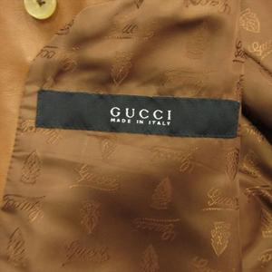 グッチ GUCCI by TOM FORD トムフォード期 レザー テーラード ジャケット ブレザー 牛革 カウ オールド アーカイブ 50 茶 ブラウン メンズ 