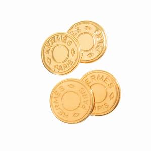 美品 エルメス HERMES セリエ ラウンド チェーン カフス ボタン カフリンクス スーツアクセサリー ジュエリー イエローゴールド メンズ ◆９ 