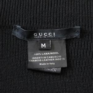 美品 グッチ GUCCI by Tom Ford トムフォード期 ドライバーズ ニット ジャケット ブルゾン シェリーライン ヌバック レザー オールド ヴィンテージ ビンテージ アーカイブ サイズM 黒 ブラック メンズ ◆９ 