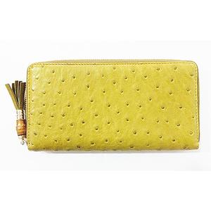 グッチ GUCCI 美品 長財布 ラウンドファスナー オーストリッチ 307984  