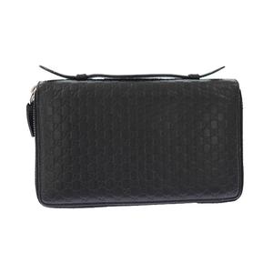 グッチ GUCCI マイクロ グッチ シマ GG ラウンドファスナー トラベルケース ドキュメントケース 長財布 449246 黒 ブラック ブランド古着ベクトル 中古 ▲●■ 211121/103 メンズ