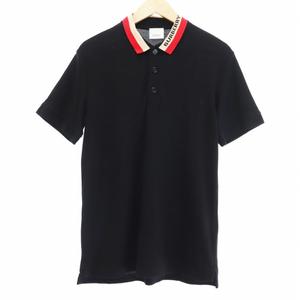 バーバリー BURBERRY ロゴ ディテール コットン ピケ ポロシャツ 半袖 8039265 S 黒 ブラック ブランド古着ベクトル 中古 221112 /108 メンズ