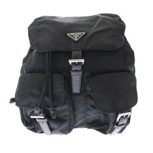 プラダ PRADA トライアングル ロゴ プレート ナイロン リュック 黒 ブラック ブランド古着ベクトル 中古 ▲● 221201/103 レディース