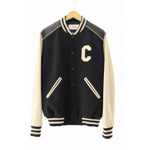 セリーヌ CELINE パッチ ウール テクスチャード加工 クラシック テディジャケット 2V56D896C 46 黒 ブラック ブランド古着ベクトル 中古 ☆AA★ 250216  メンズ