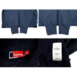 シュプリーム SUPREME 23AW Satin Applique Hooded Sweatshirt サテン アップリケ ロゴ フーデッド スウェット シャツ プルオーバー パーカー M 紺 ネイビー ブランド古着ベクトル 中古☆AA★250518 メンズ