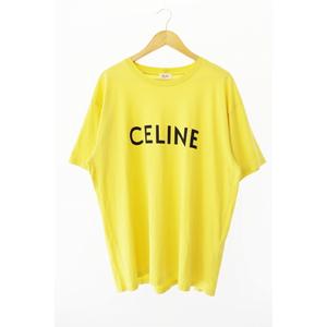 セリーヌ CELINE 21SS ロゴプリント ルーズフィット Tシャツ 2X681501F L 黄 イエロー ブランド古着ベクトル 中古☆AA★250714 メンズ