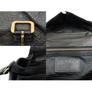 プラダ PRADA DEERSKIN shoulder bag ディアスキン レザー ショルダー メッセンジャー バッグ 黒 ブラック ブランド古着ベクトル 中古☆AA★●▲250815 メンズ