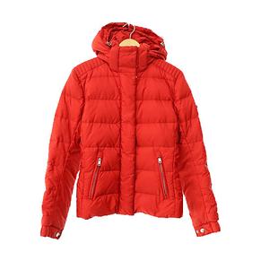 プラダ PRADA 20AW トライアングル ロゴ プレート フーディー ナイロン ダウン ジャケット 29X544 R182 004 42 赤 レッド ブランド古着ベクトル 中古☆AA★250810 レディース