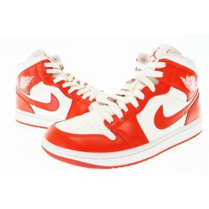 ナイキ NIKE WMNS AIR JORDAN 1 MID WHITE HABANERO RED ウィメンズ エアジョーダン1 ミッド BQ6472-116 24.5 レッド ブランド古着ベクトル 中古●▲250818 レディース