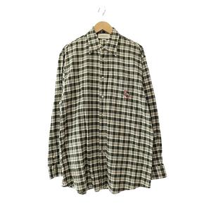 グッチ GUCCI 20AW キャットパッチ 刺繍 チェック柄 コットン 長袖 シャツ 633460 ZAFD3 15+ 緑 白 グリーン ホワイト ブランド古着ベクトル 中古☆AA★250924 メンズ