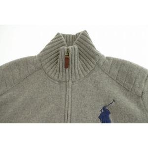 ラルフローレン RALPH LAUREN ビッグポニー ジップアップ ニット カーディガン L グレー ブランド古着ベクトル 中古 250923 メンズ