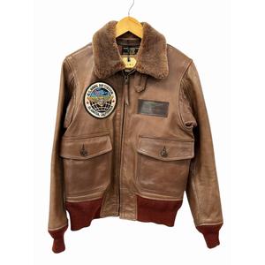 バズリクソンズ BUZZ RICKSON’S バーニングアート クラフトパッチ ゴートスキン フライト ジャケット BR80221 AN6552 34 茶 ブラウン ブランド古着ベクトル 中古●260203 メンズ