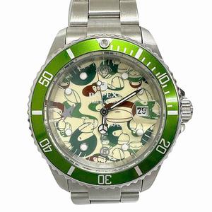 アベイシングエイプ A BATHING APE BAPEX ベイペックス サルマリーナ マイロ カモ グリーン ベゼル 自動巻き ウォッチ 腕時計 シルバー ブランド古着ベクトル 中古▲■260501 メンズ