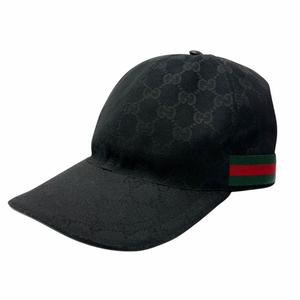 グッチ GUCCI GG ロゴ キャンバス ベースボール キャップ 帽子 200035 KQWBG L 59cm 黒ブラック ブランド古着ベクトル 中古▲■260608 メンズ