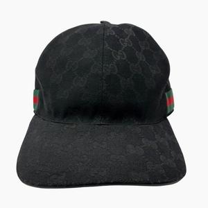 グッチ GUCCI GG ロゴ キャンバス ベースボール キャップ 帽子 200035 KQWBG L 59cm 黒ブラック ブランド古着ベクトル 中古▲■260608 メンズ