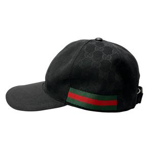 グッチ GUCCI GG ロゴ キャンバス ベースボール キャップ 帽子 200035 KQWBG L 59cm 黒ブラック ブランド古着ベクトル 中古▲■260608 メンズ