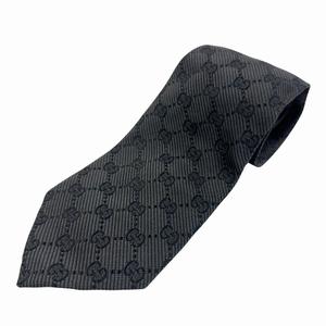 グッチ GUCCI GGスプリーム シルク ネクタイ黒 ブラック ブランド古着ベクトル 中古●▲260716 メンズ