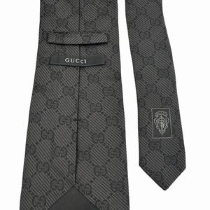 グッチ GUCCI GGスプリーム シルク ネクタイ黒 ブラック ブランド古着ベクトル 中古●▲260716 メンズ
