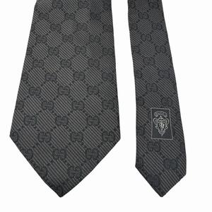 グッチ GUCCI GGスプリーム シルク ネクタイ黒 ブラック ブランド古着ベクトル 中古●▲260716 メンズ