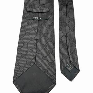 グッチ GUCCI GGスプリーム シルク ネクタイ黒 ブラック ブランド古着ベクトル 中古●▲260716 メンズ