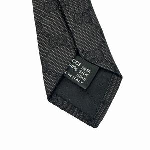 グッチ GUCCI GGスプリーム シルク ネクタイ黒 ブラック ブランド古着ベクトル 中古●▲260716 メンズ