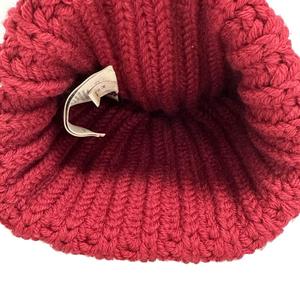 グッチ GUCCI LABEL LOGO KNIT BAENIE ラベル ロゴ ニット ビーニー 帽子 652656 3G206 M赤レッド ブランド古着ベクトル 中古●▲260727 レディース