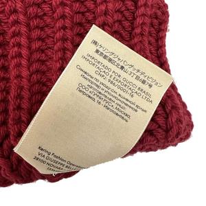 グッチ GUCCI LABEL LOGO KNIT BAENIE ラベル ロゴ ニット ビーニー 帽子 652656 3G206 M赤レッド ブランド古着ベクトル 中古●▲260727 レディース