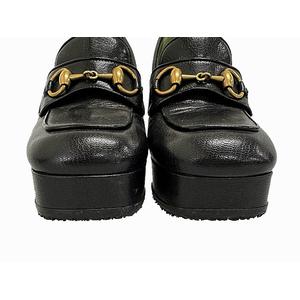 グッチ GUCCI 19SS ホースビット レザー チャンキー ヒール ローファー パンプス 572228 36 黒ブラック ブランド古着ベクトル 中古●▲260708 レディース