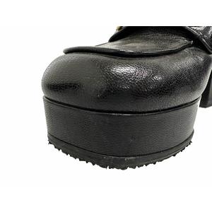 グッチ GUCCI 19SS ホースビット レザー チャンキー ヒール ローファー パンプス 572228 36 黒ブラック ブランド古着ベクトル 中古●▲260708 レディース