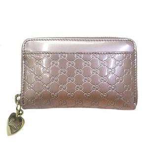 グッチ GUCCI マイクログッチシマ 小銭入れ コインケース ピンク ロゴ 型押し 268750