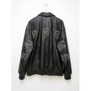 studded arc logo leather jacket