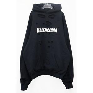 た*ん様 正規品 BALENCIAGA バレンシアガ デストロイ パーカー ブラ 中古・古着通販】BALENCIAGA (バレンシアガ) デストロイ加工