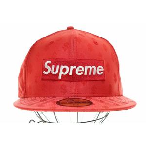 シュプリーム SUPREME × NEW ERA 18SS MONOGRAM BOX LOGO RED ニューエラ 総柄 ボックス ロゴ キャップ レッド 赤 帽子 【ブランド古着ベクトル】【中古】☆AA★▲ 250517 メンズ