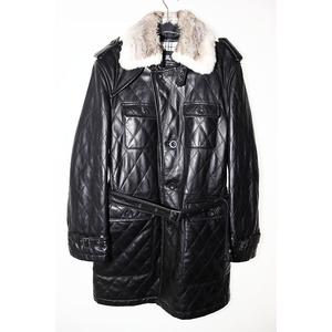 バーバリー BURBERRY BLACK LABEL ラムレザー コート L BMA19-310-09 ファー ジャケット 革 ブラック 【ブランド古着ベクトル】【中古】●260112 メンズ